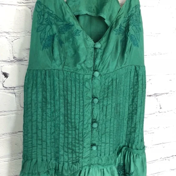 100% Silk Free People Green Flowy Dress/Tunic - Picture 4 of 8
